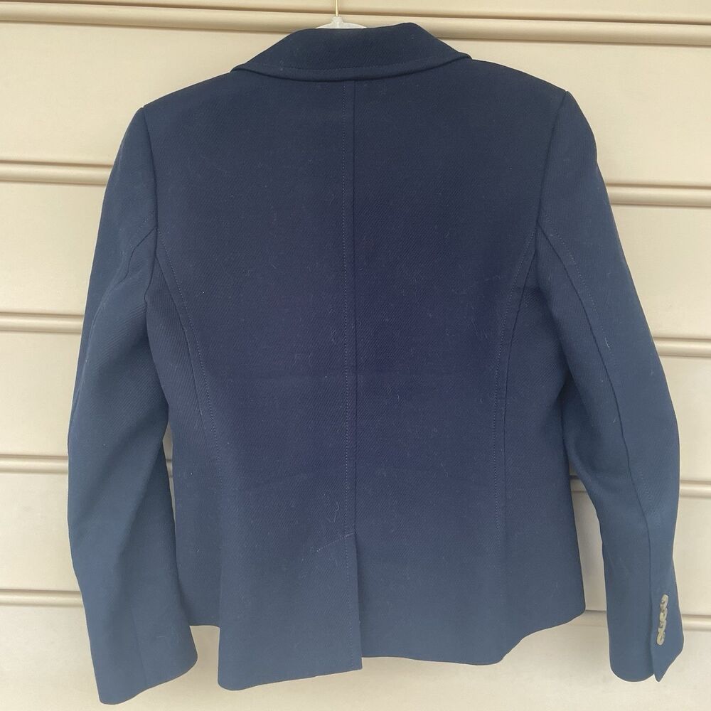 Talbots Navy Blue Structured Women's 2 Button Blazer Ribbed Cotton - 12 - Picture 4 of 8